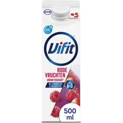 Vifit Drinkyoghurt rode vruchten bevat 6.6g koolhydraten