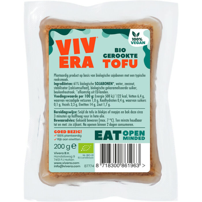 Vivera Bio gerookte tofu bevat 0.4g koolhydraten