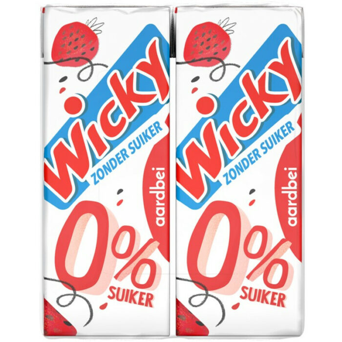 Wicky Aardbei 0% suiker 10-pack bevat 0.1g koolhydraten