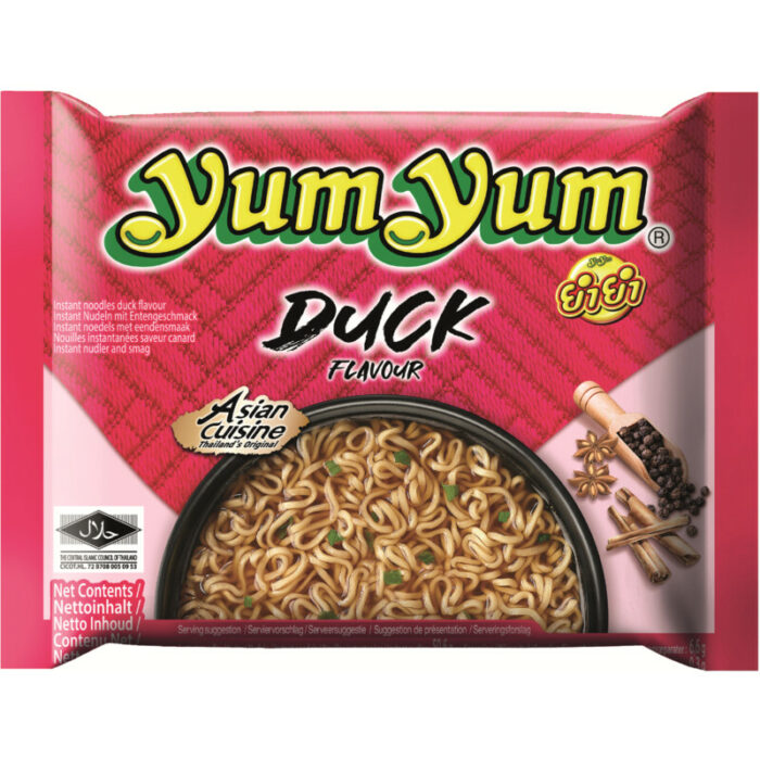 Yum Yum Duck flavour instant noodles bevat 10g koolhydraten