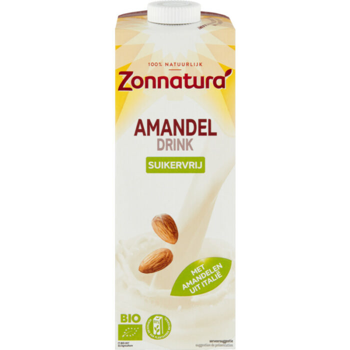 Zonnatura Amandeldrink ongezoet bevat 0g koolhydraten