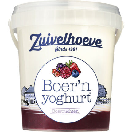 Zuivelhoeve Boer'n yoghurt bosvruchten bevat 8.9g koolhydraten
