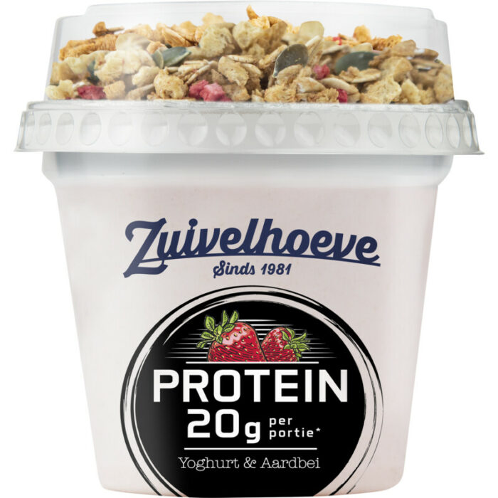 Zuivelhoeve Protein yoghurt aardbei bevat 7.9g koolhydraten