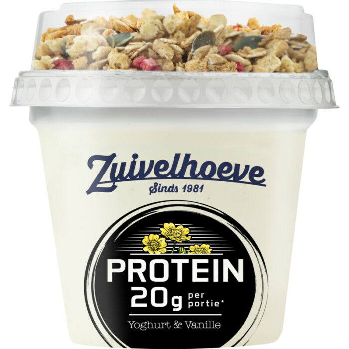 Zuivelhoeve Protein yoghurt vanille bevat 7.7g koolhydraten