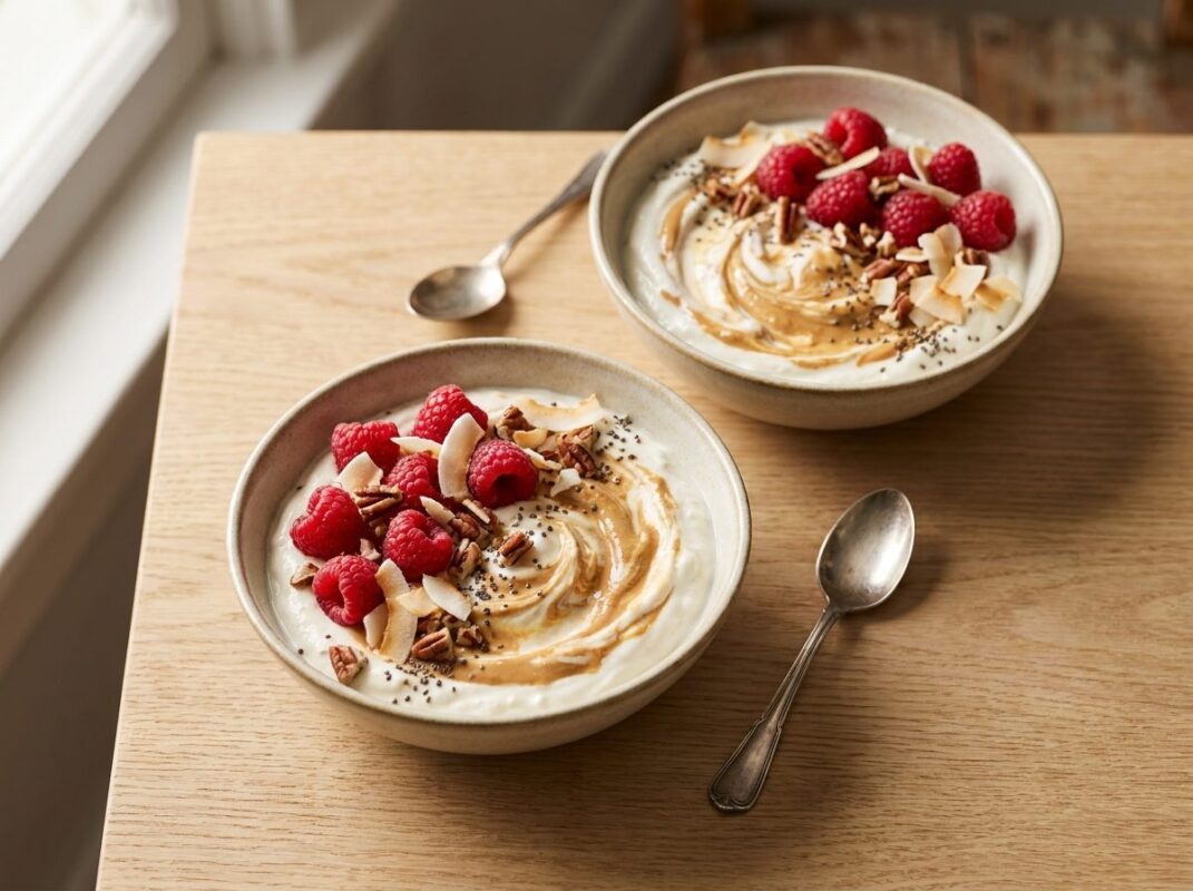 Keto Ontbijtbowl met Frambozen en Pindakaas