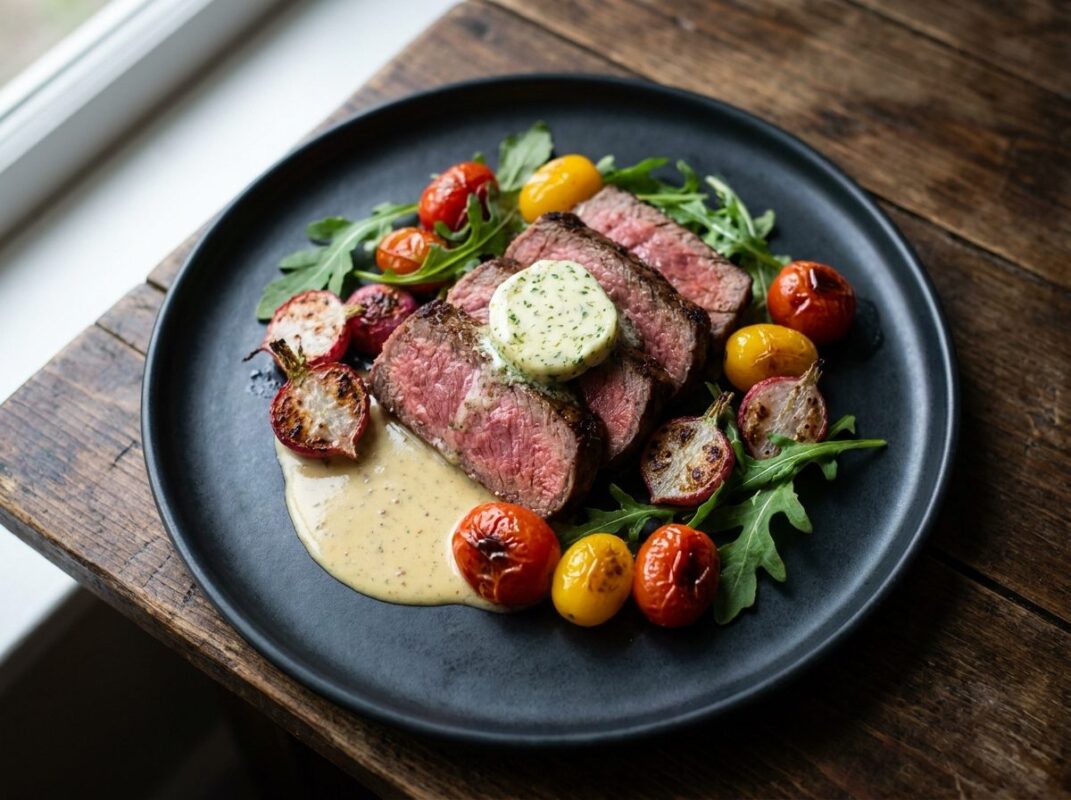 Keto Biefstuk met Tomaat en Geroosterde Radijs