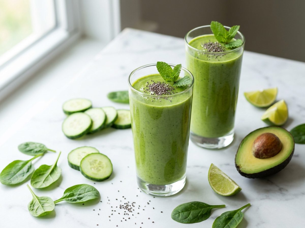 Groene Keto Smoothie met Komkommer en Limoen