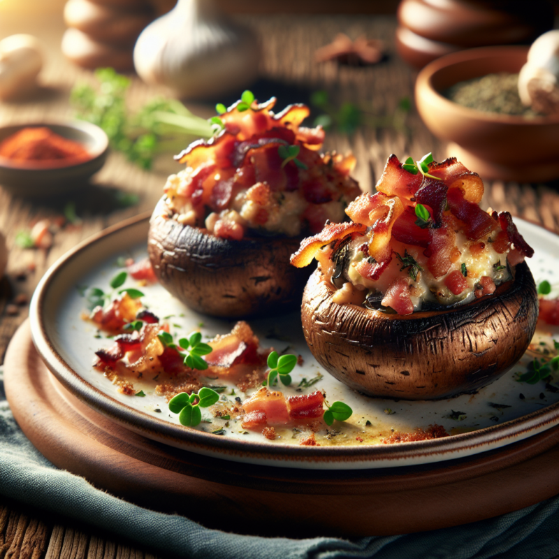 Keto Gevulde Champignons met Spekjes