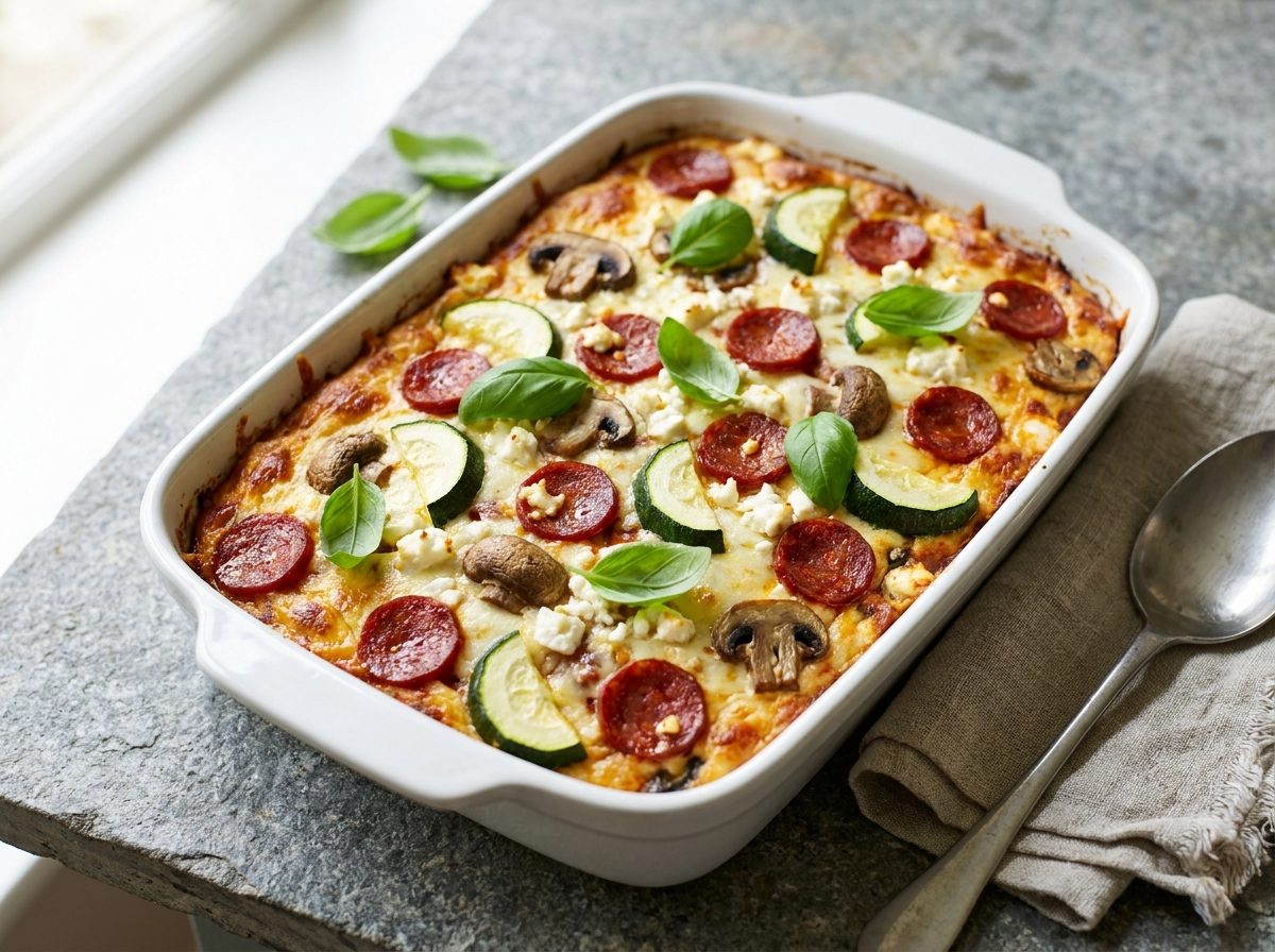 Keto Chorizo Feta Ovenschotel met Courgette