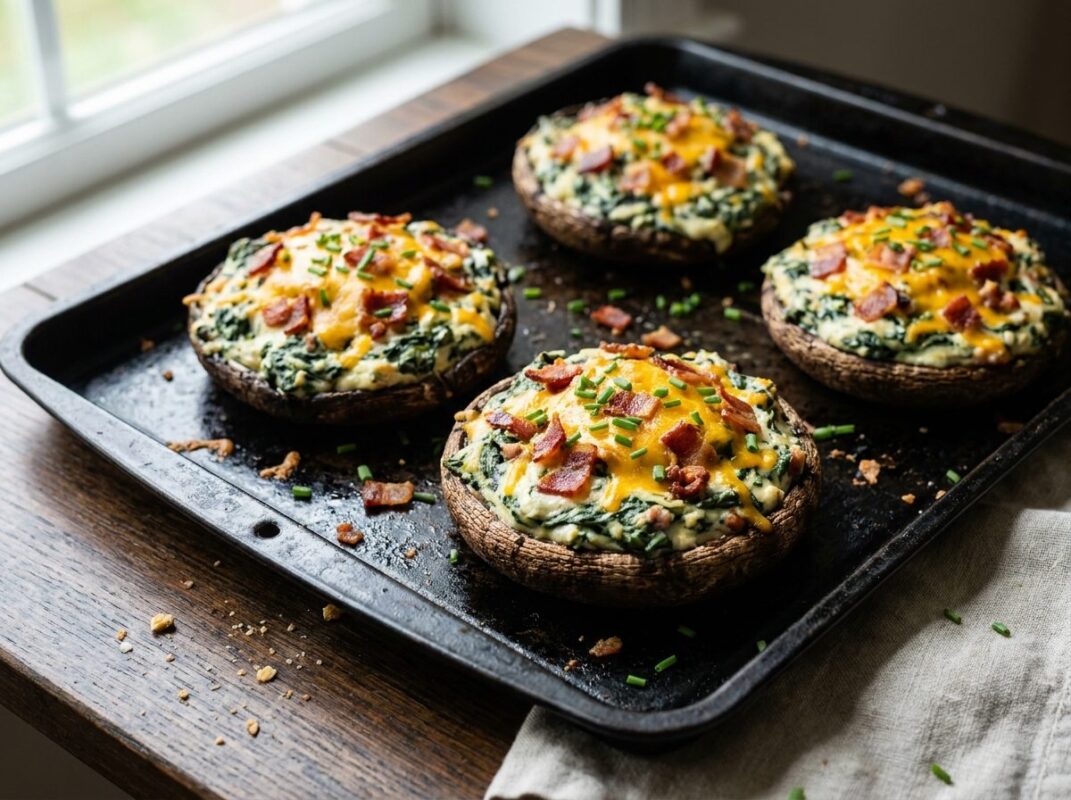 Keto Gevulde Portobello's met Spekjes