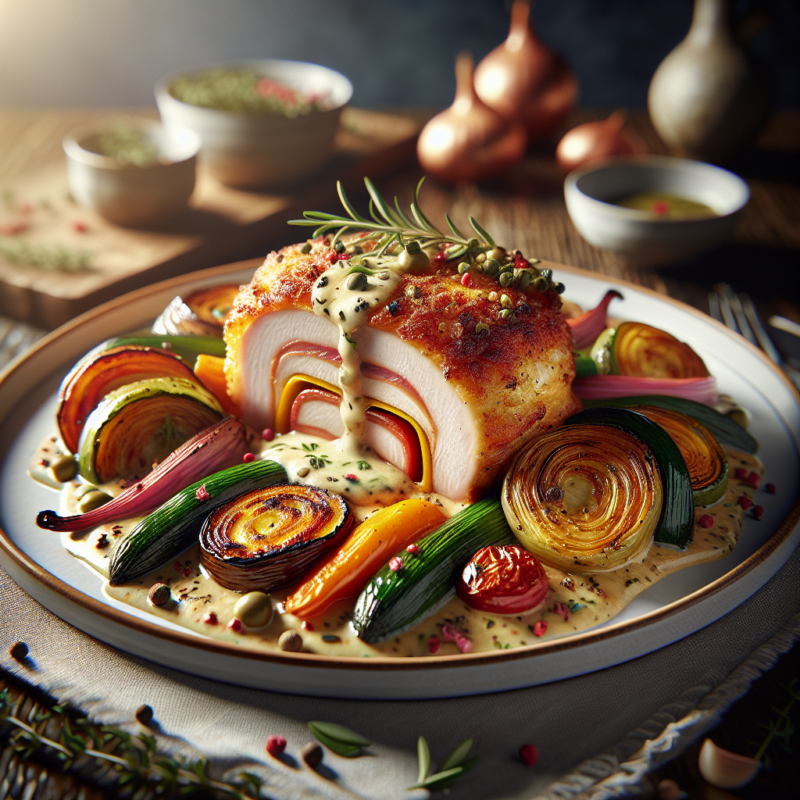 Keto Kip Cordon Bleu met Geroosterde Groenten