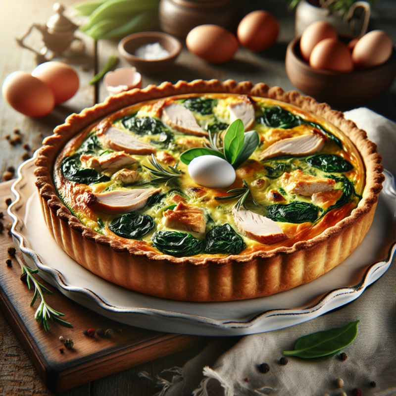 Keto Quiche met Kip en Spinazie