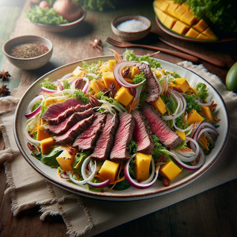 Keto Thaise Salade met Biefstuk en Mango