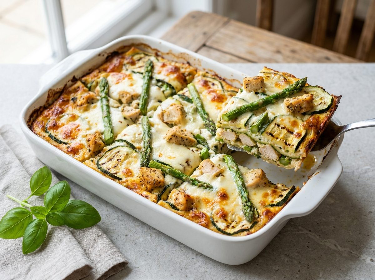Keto Courgette-Lasagne met Asperges en Kip