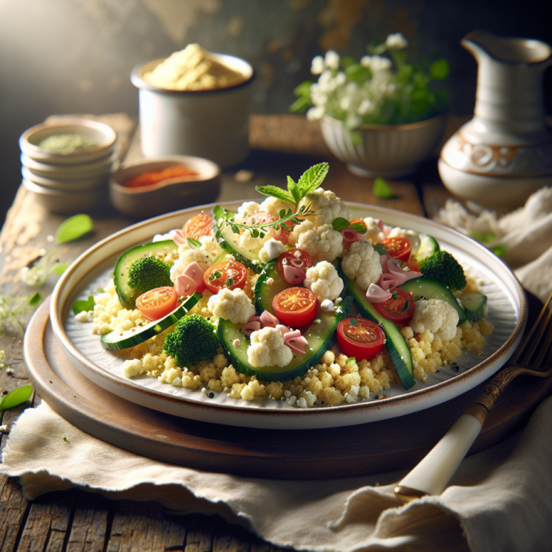 Keto Feta Salade met Cauliflower Couscous