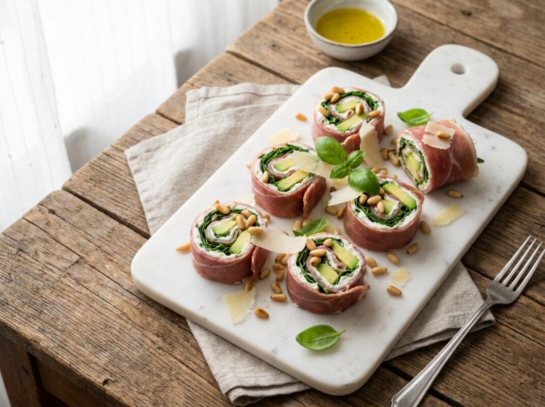 Keto Parmaham Rolletjes met Roomkaas en Rucola