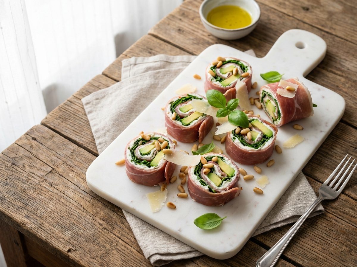 Keto Parmaham Rolletjes met Roomkaas en Rucola