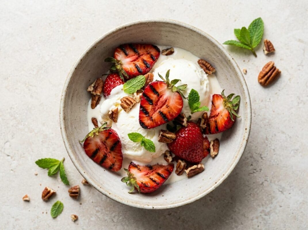 Keto Gegrilde Aardbeien met Mascarpone-IJs