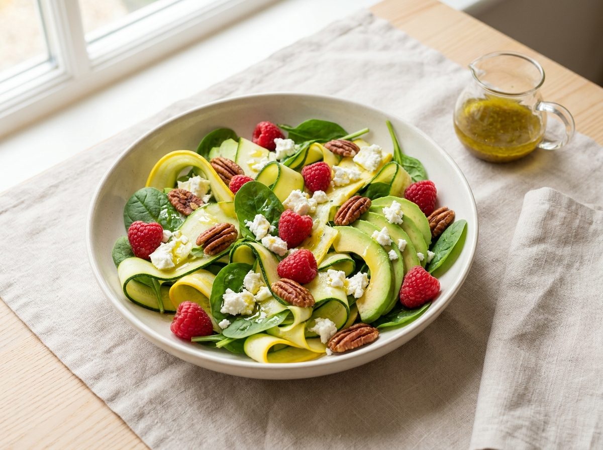 Keto Courgettesalade met Feta en Frambozen