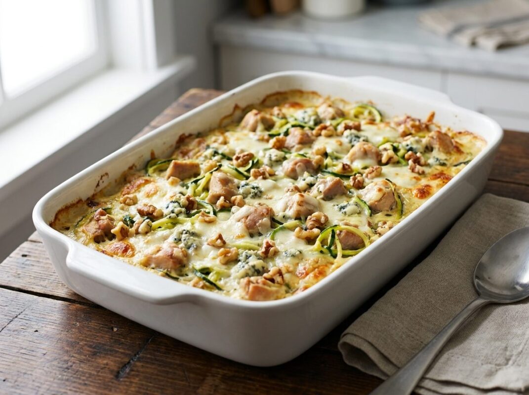 Keto Ovenschotel met Gorgonzolasaus en Courgetti