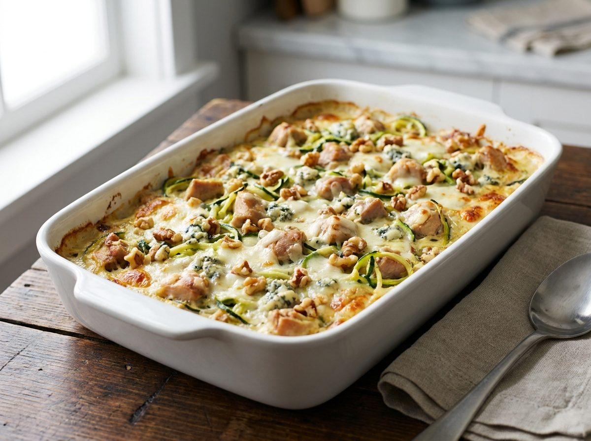 Keto Ovenschotel met Gorgonzolasaus en Courgetti