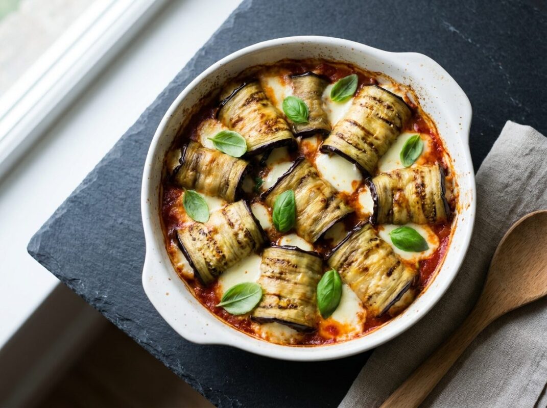 Keto Ricotta Aubergine Rolletjes uit de Oven