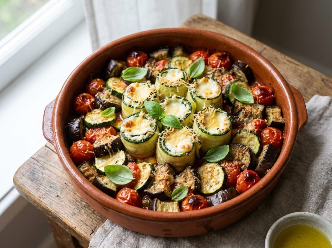 Keto Ratatouille met Ricotta-Rolletjes