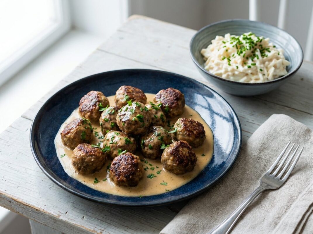 Keto Zweedse Balletjes met Romige Knolselderijsalade