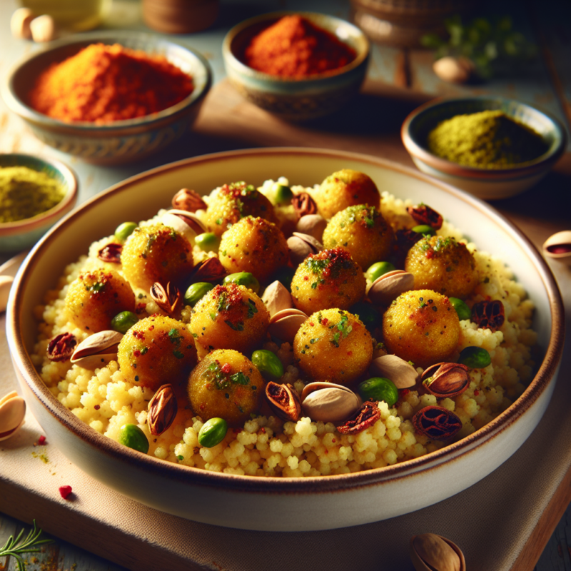 Keto Couscous met Pittige Pistacheballetjes