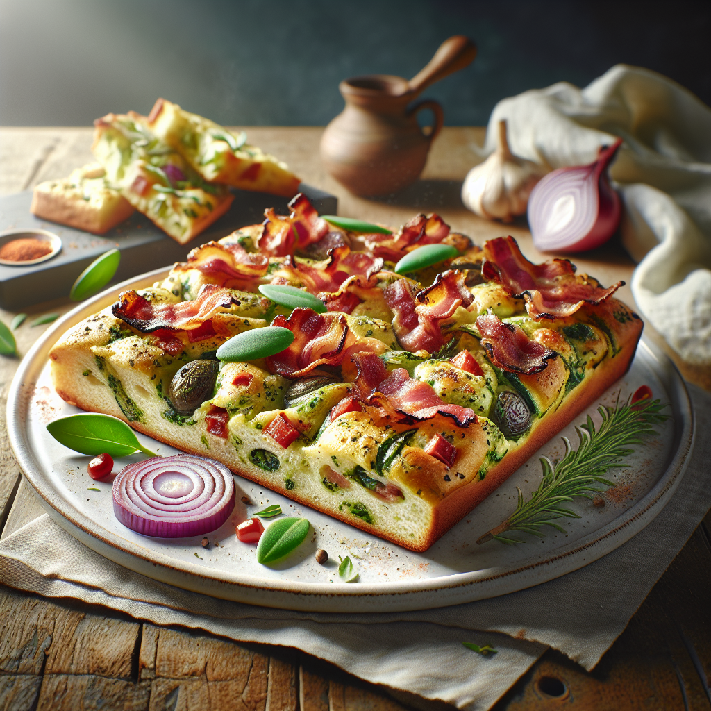Keto Focaccia met Spek en Ui