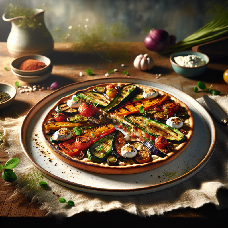 Keto Plaattaart met Gegrilde Groenten en Geitenkaas