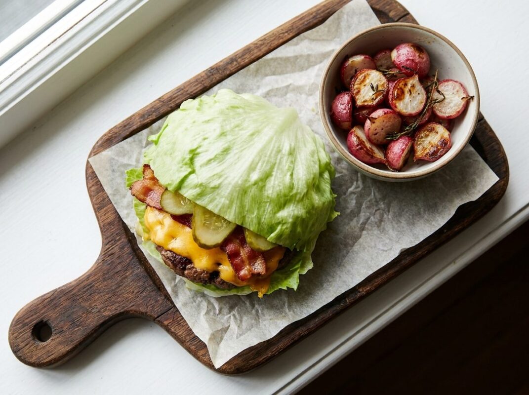 Keto Winterburger met Geroosterde Radijs
