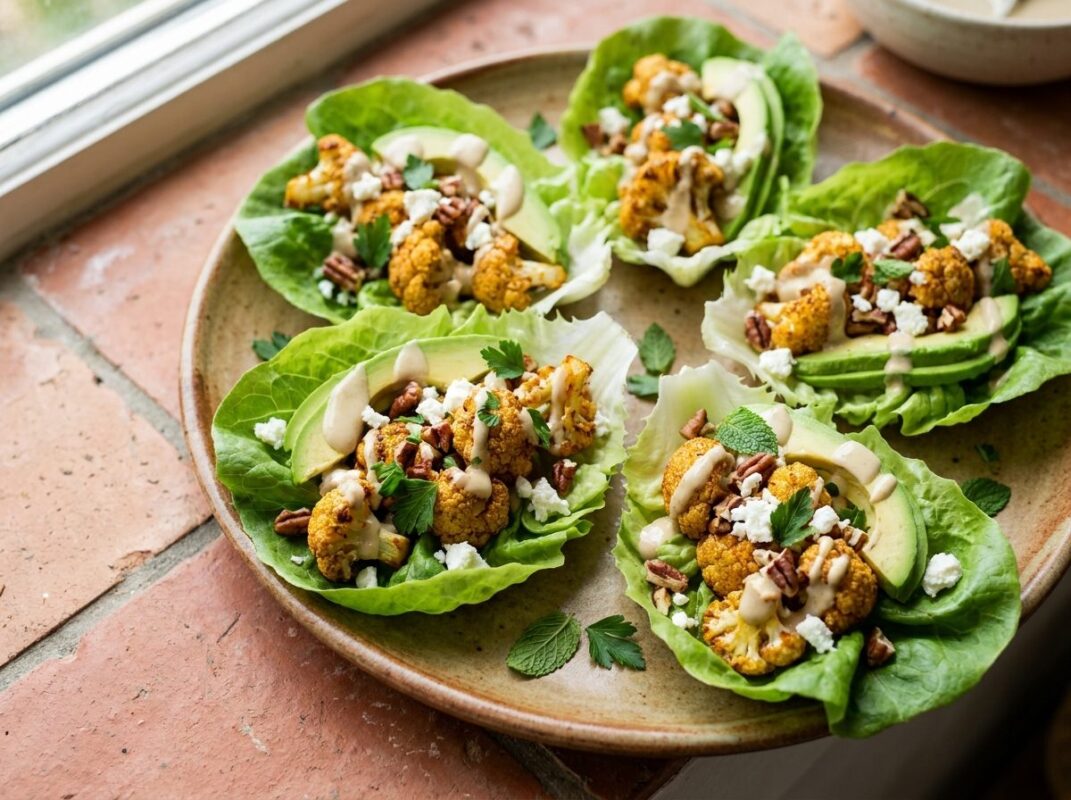 Keto Slawraps met Geroosterde Bloemkool en Pecannoten