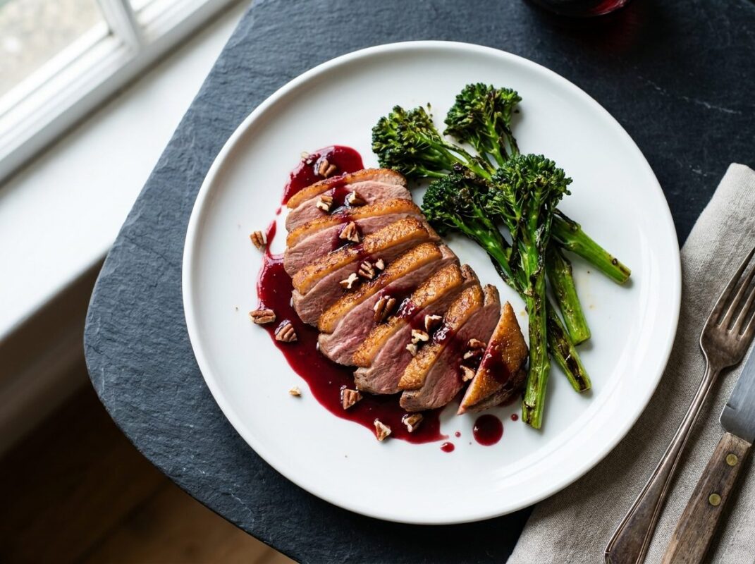 Keto Eendenborst met Bimi en Frambozensaus