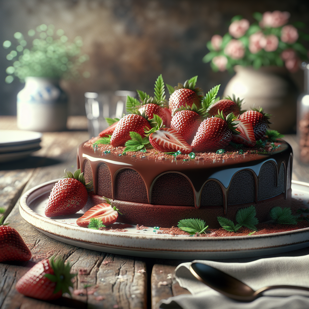 Keto Chocoladetaart met Aardbeien uit de Koelkast