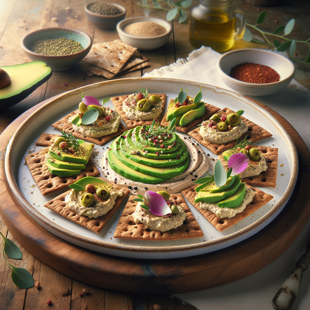 Keto Beschuit met Hummus en Avocado-roos