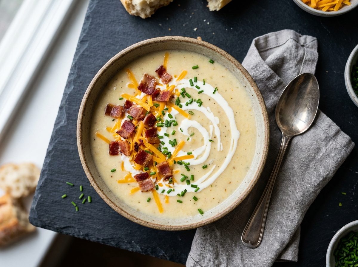 Keto bloemkoolsoep met kaas en spekreepjes
