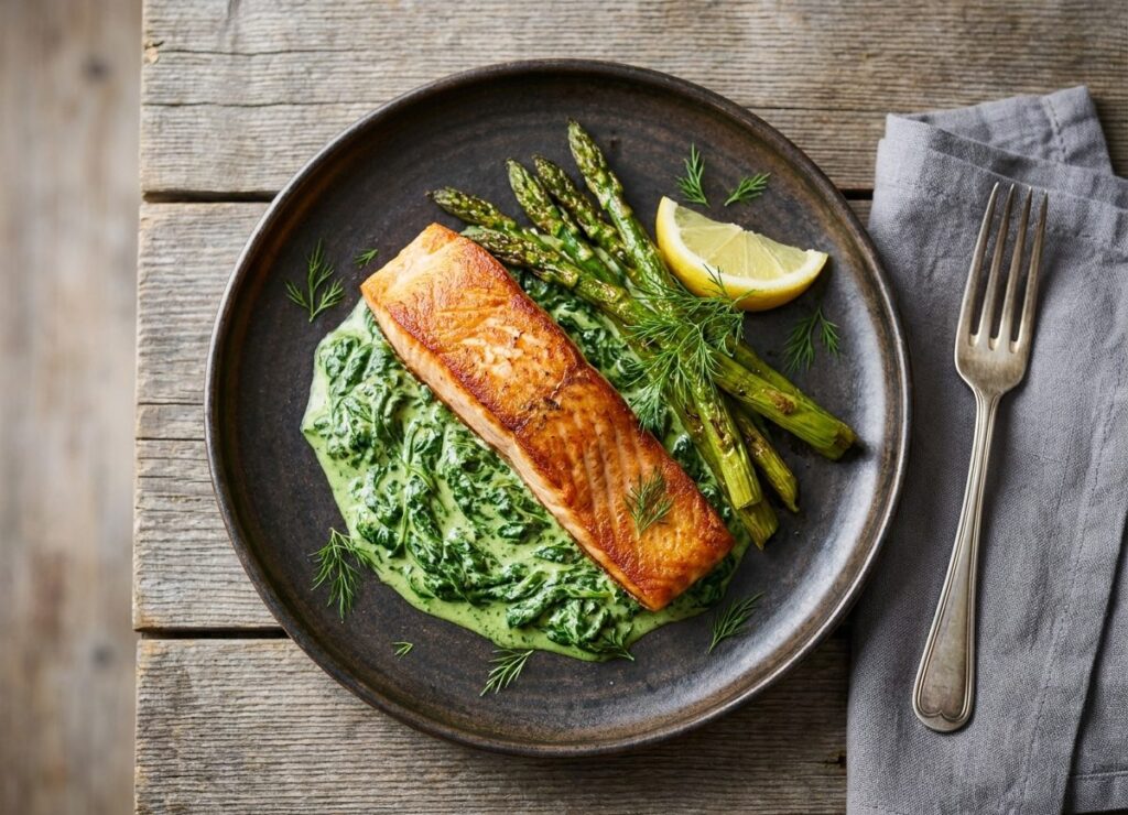 Keto diner in 30 minuten: zalm met romige spinazie