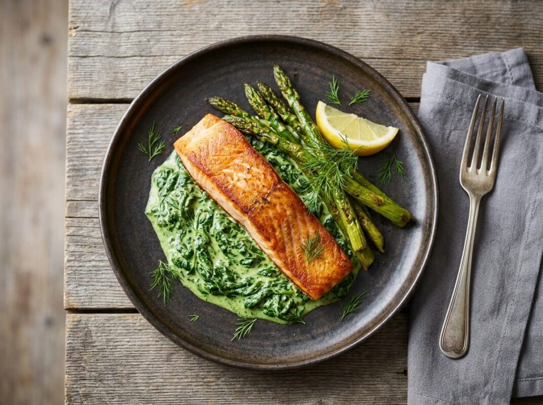 Keto diner in 30 minuten: zalm met romige spinazie