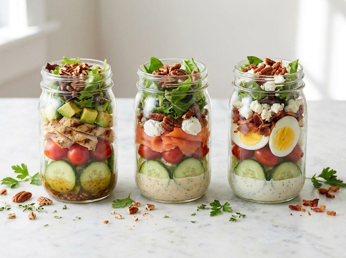 Keto lunch recepten: 3 meal prep saladepotten