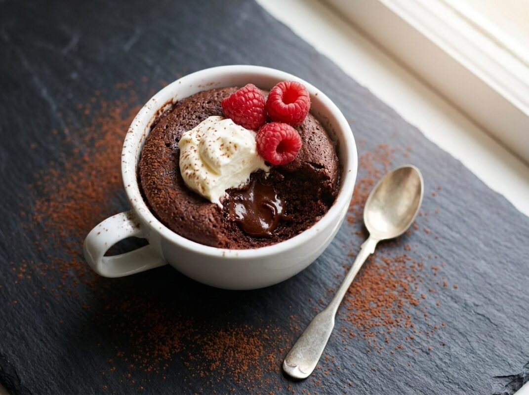 Keto mug cake met chocolade uit de magnetron